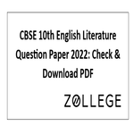 CBSE 10th English Literature Question Paper 2022 Check and Download PDF